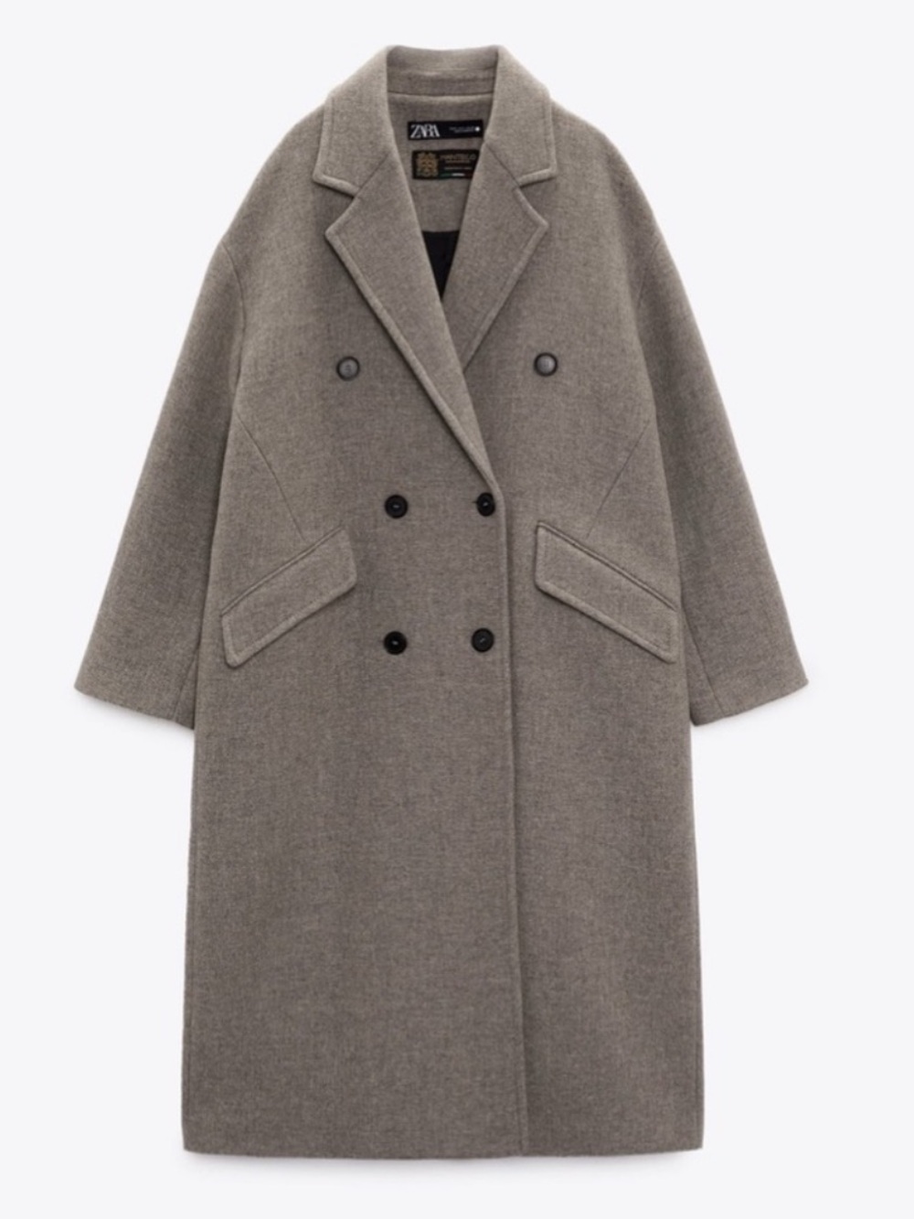 Zara Oversized Manteco Wool Coat in Grey